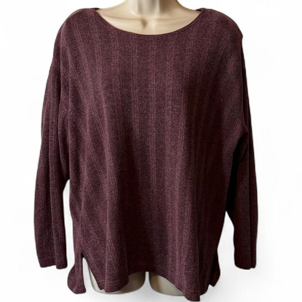 Vintage 90s Honors Burgundy Ribbed Knit Tunic, Women's Size L